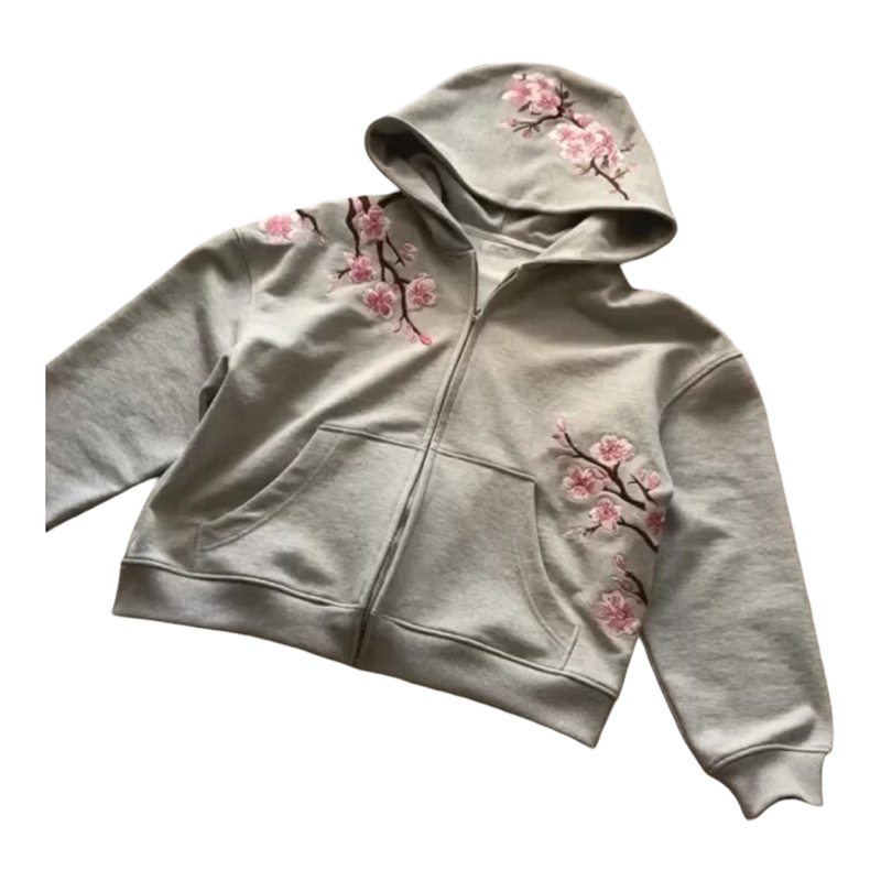 Kawaii Cherry Blossom Print Hoodie