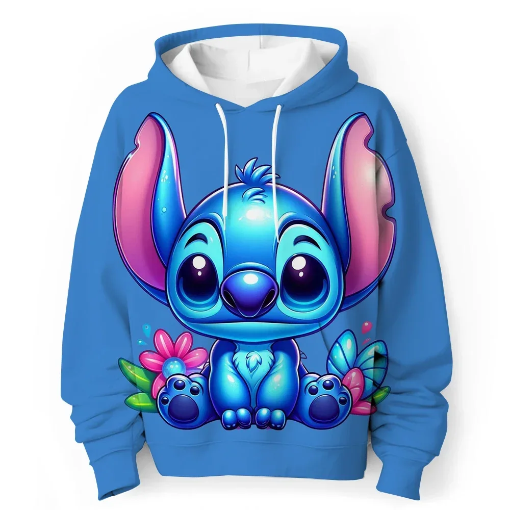 Kawaii Stitch Anime 3D Printed Long Sleeve Polyester Sweatshirt