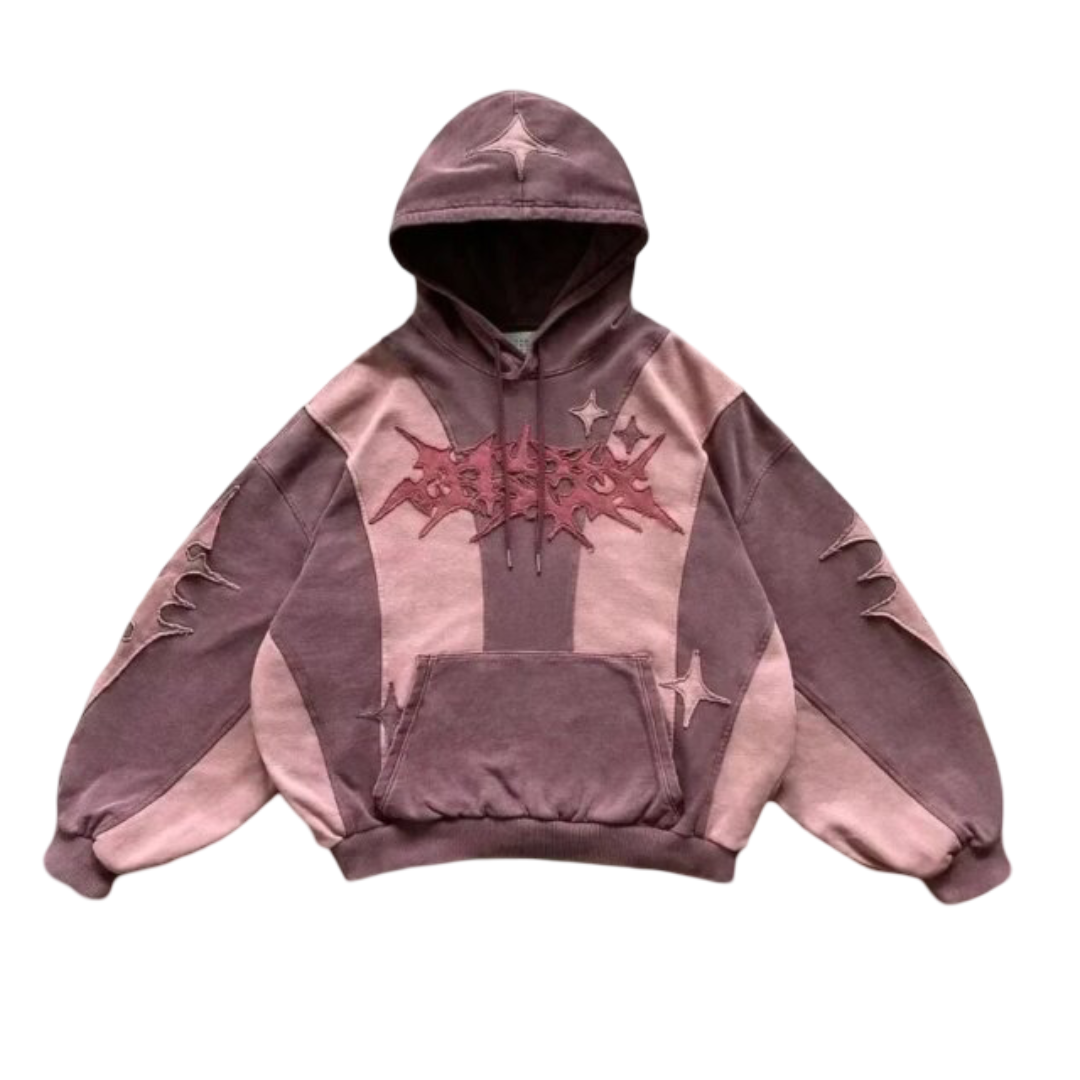 Kawaii Y2K Vintage Patchwork Oversized Hoodie