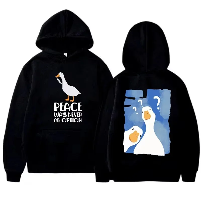 Kawaii Peace Was Never An Option Duck Print Hoodie