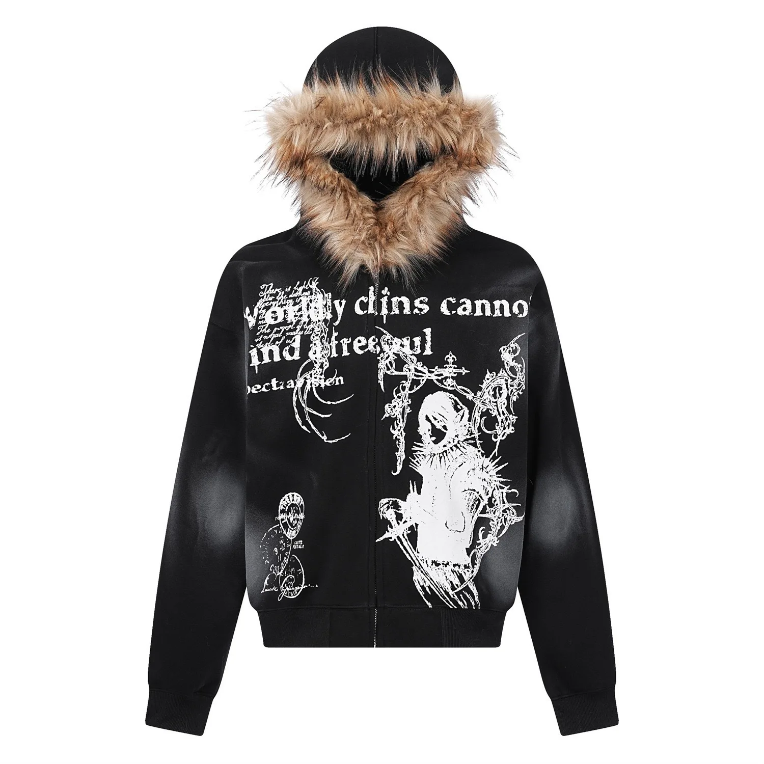 Kawaii Wasteland Style Cardigan Zip Polyester Hoodie