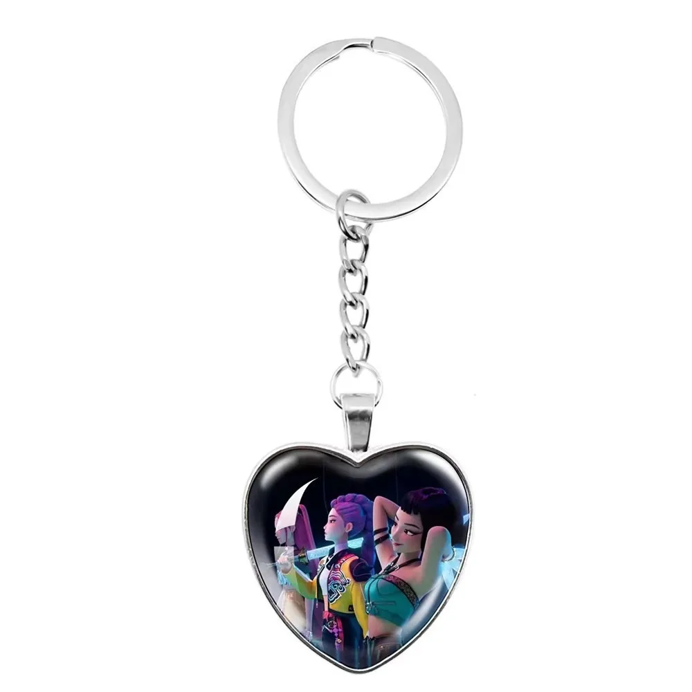 Kawaii KPop Demon Hunters Rumi And Mira Heart Keychain