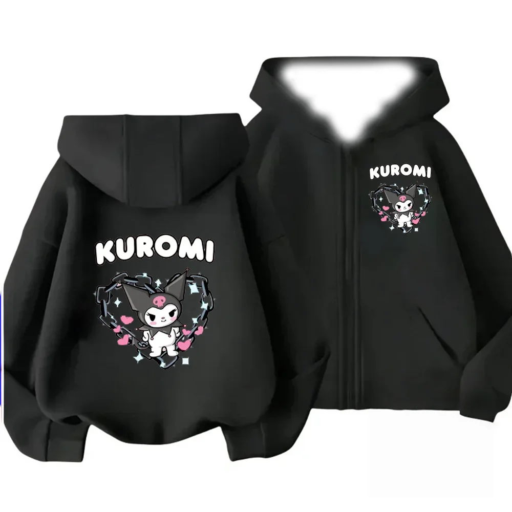 Kawaii Cartoon Sanrio Kuromi Printed Zipper Hoodie