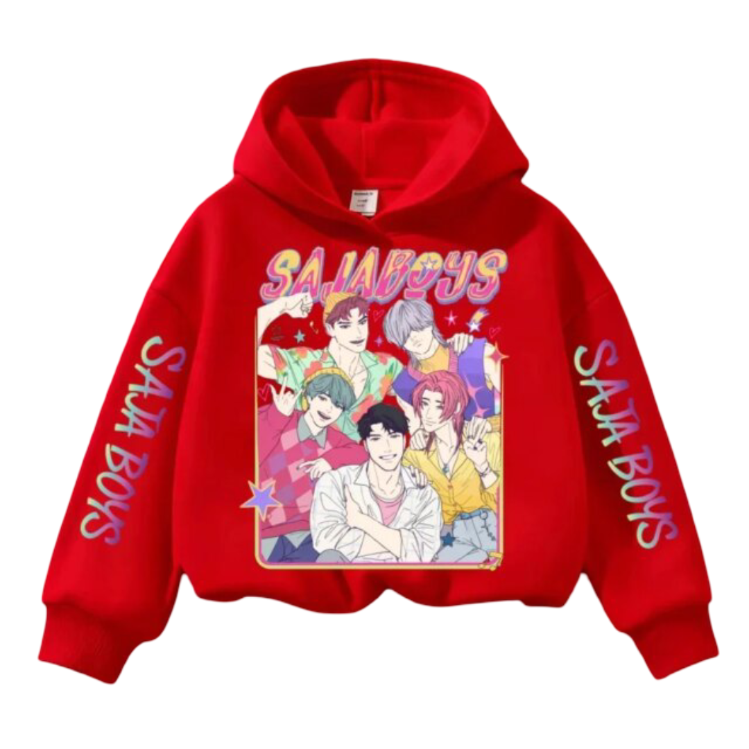 Kawaii KPop Demon Hunters Saja Boys Casual Print Hoodie
