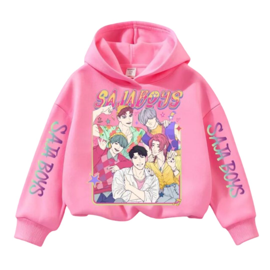 Kawaii KPop Demon Hunters Saja Boys Casual Print Hoodie