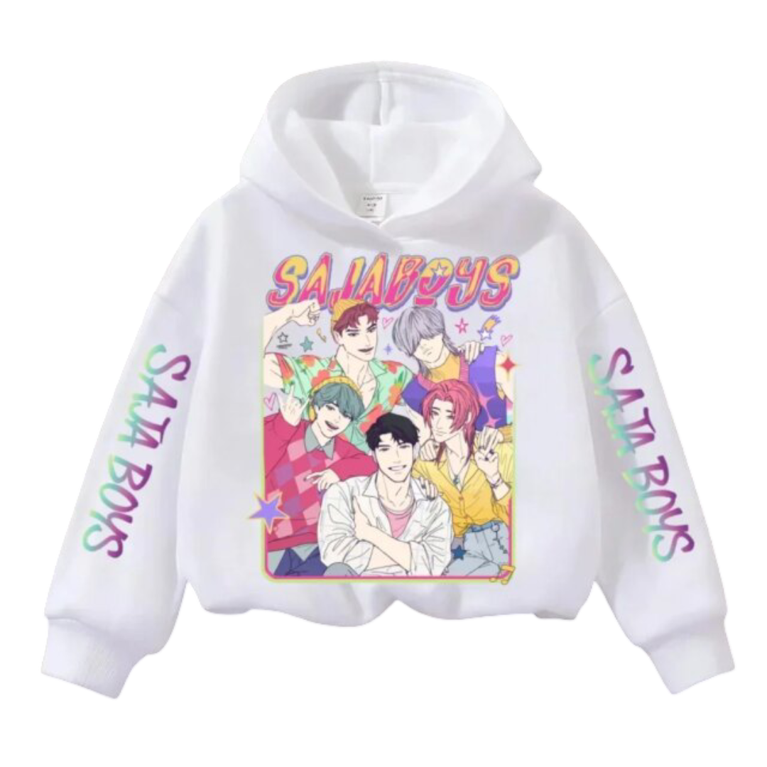 Kawaii KPop Demon Hunters Saja Boys Casual Print Hoodie