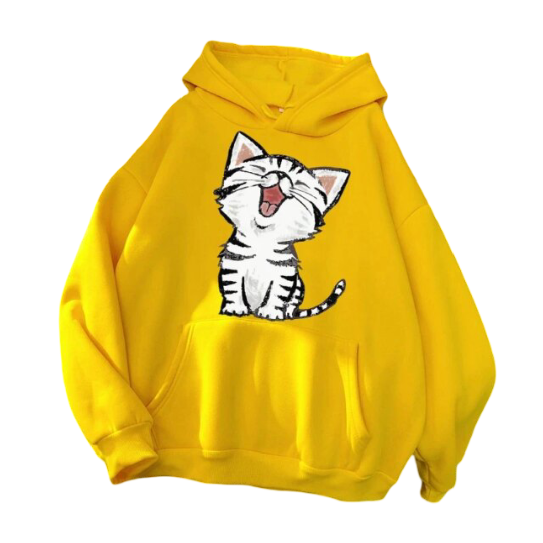 Kawaii Cat Print Casual Hoodie