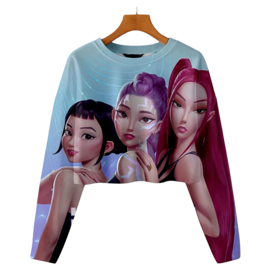 Kawaii KPop Demon Hunters Character Cropped Sweatshirt
