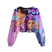 Kawaii KPop Demon Hunters Jinu And Rumi Cropped Sweatshirt Kawaii KPop Demon Hunters Jinu And Rumi Cropped Sweatshirt