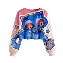 Anime Kawaii KPop Demon Hunters Derpy Tiger Print Cropped Sweatshirt Anime Kawaii KPop Demon Hunters Derpy Tiger Print Cropped Sweatshirt