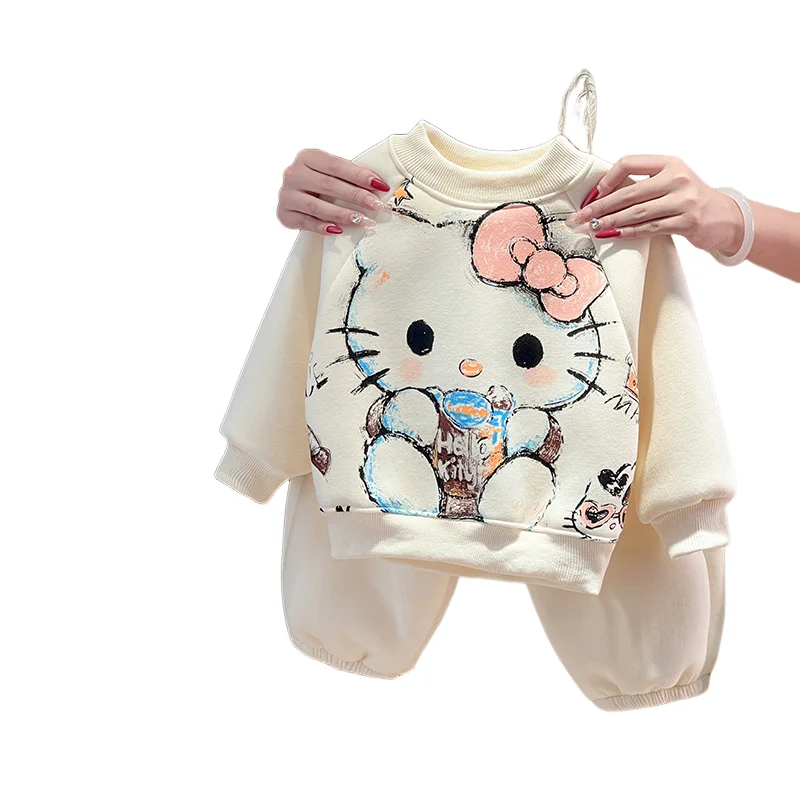 Kawaii Sanrio Hello Kitty Printed Fleece Sweatshirt