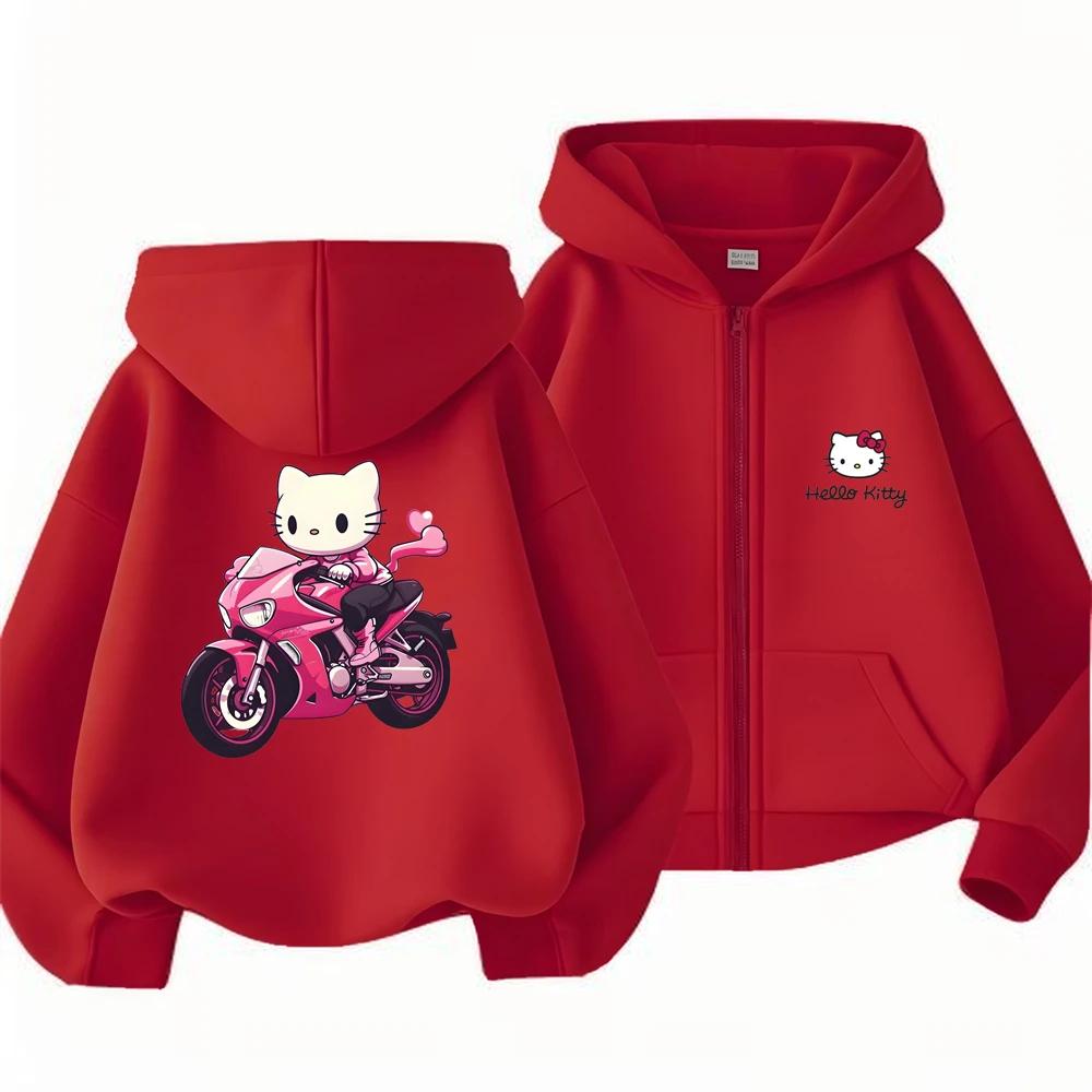 Kawaii Sanrio Hello Kitty Print Zip Hoodie