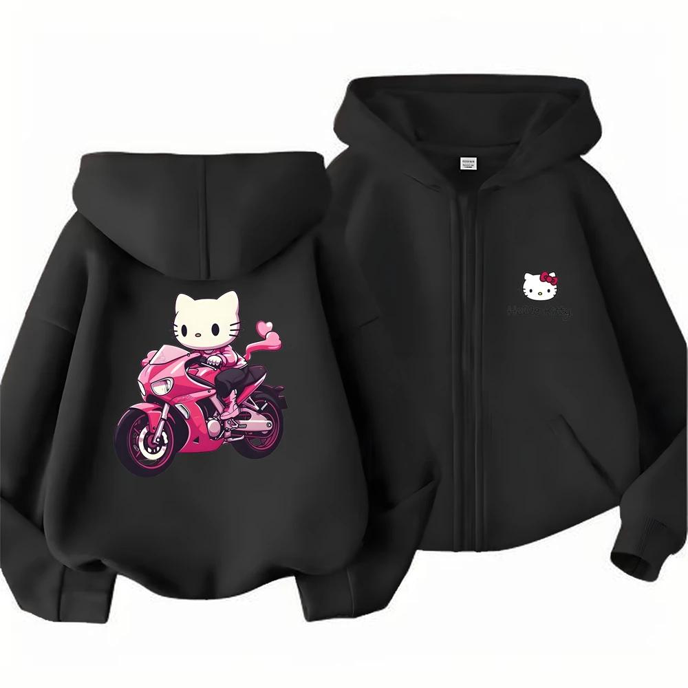 Kawaii Sanrio Hello Kitty Print Zip Hoodie