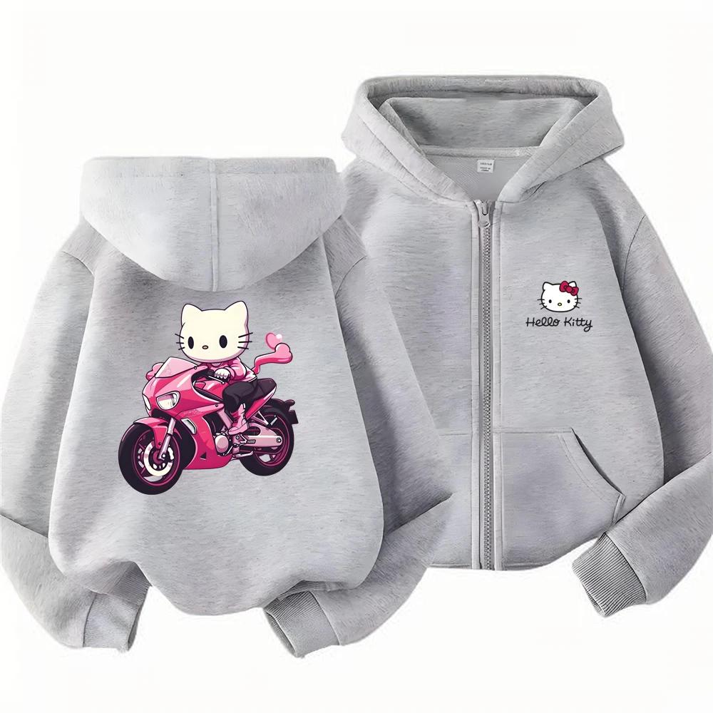 Kawaii Sanrio Hello Kitty Print Zip Hoodie