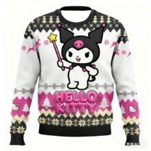 Kawaii Sanrio Kuromi And Hello Kitty Polyester Sweater Kawaii Sanrio Kuromi And Hello Kitty Polyester Sweater