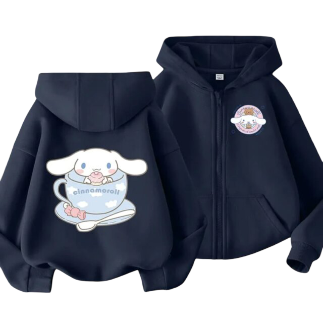 Kawaii Sanrio Cinnamoroll With Cup Zipper Hoodie