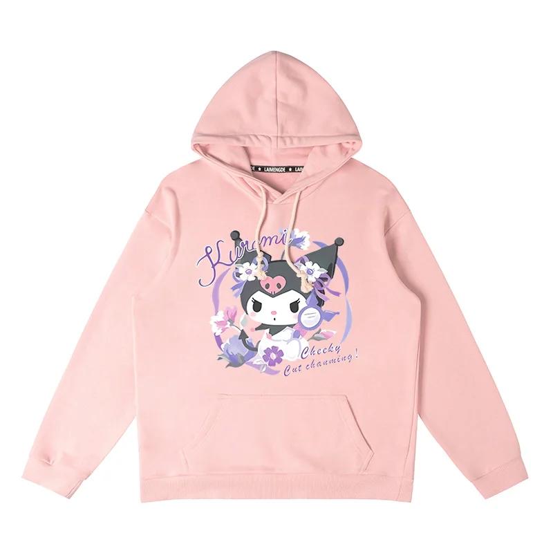 Kawaii Sanrio Kuromi Print Polyester Hoodie