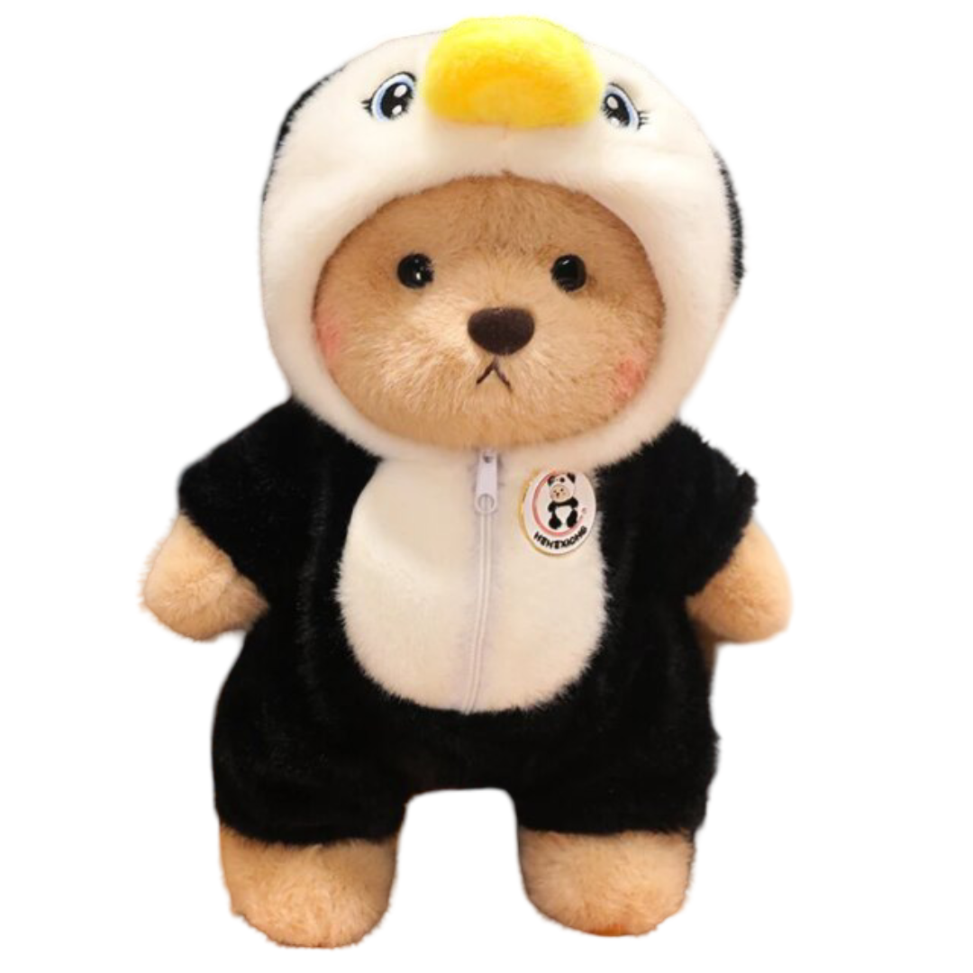 Kawaii Teddy Bear Turn Into Penguin Plush Toy