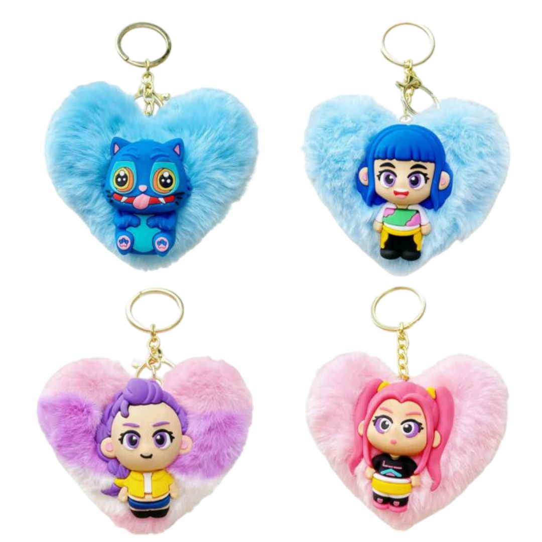 4Pcs/Set Kawaii Anime KPop Demon Hunters Keychain