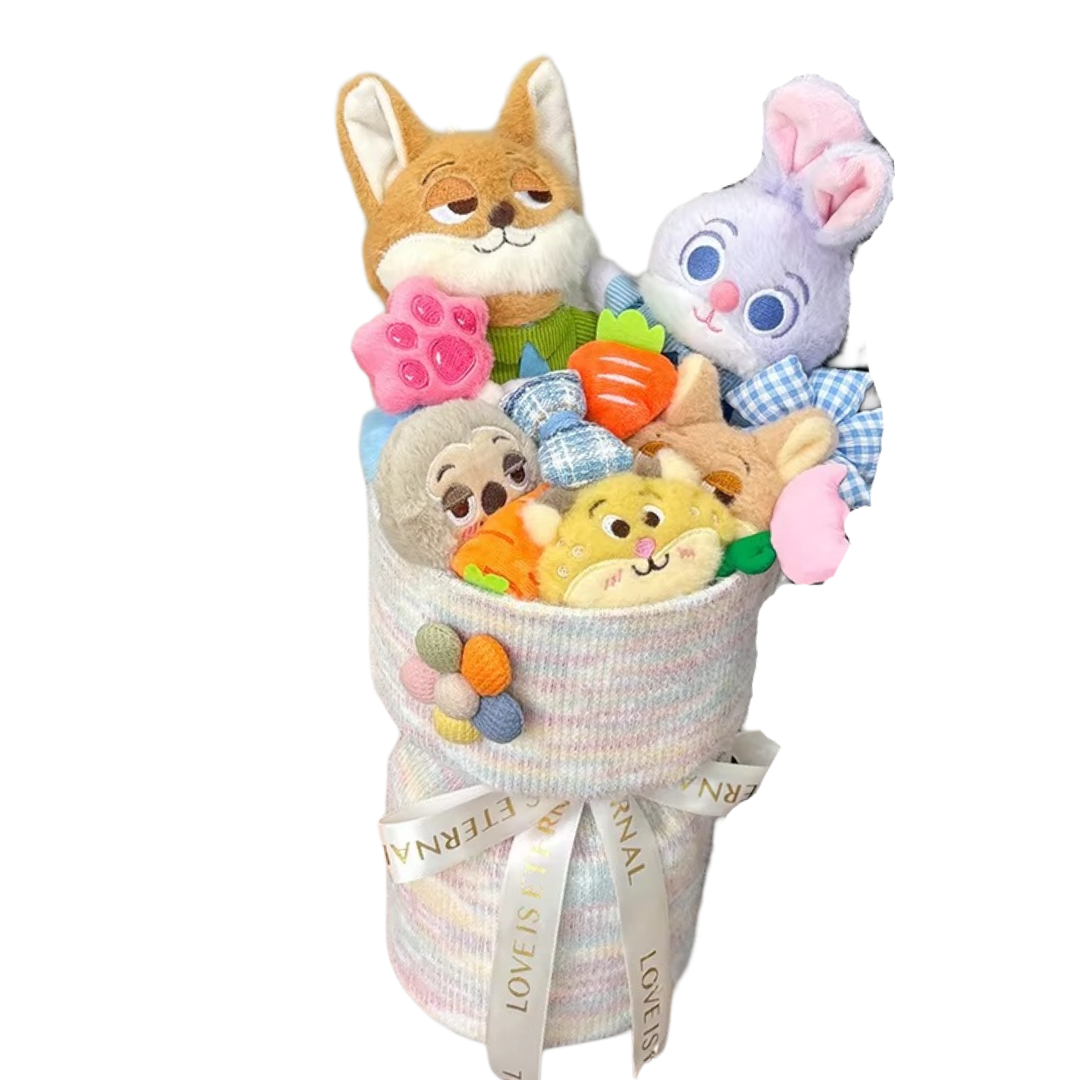 Zootopia 2 Kawaii Cartoon Character Plush Flower Bouquet
