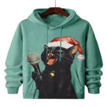 Kawaii Singing Cat Printed Hoodie Kawaii Singing Cat Printed Hoodie