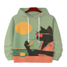 Kawaii Sunset Cocktail Cat Hoodie Kawaii Sunset Cocktail Cat Hoodie