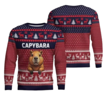 Christmas Kawaii Capybara 3D Printed Long Sleeve Sweater Christmas Kawaii Capybara 3D Printed Long Sleeve Sweater