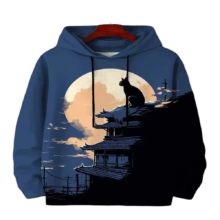 Kawaii Full Moon Black Cat Hoodie Kawaii Full Moon Black Cat Hoodie