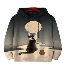Kawaii Cat With Moon Hoodie Kawaii Cat With Moon Hoodie
