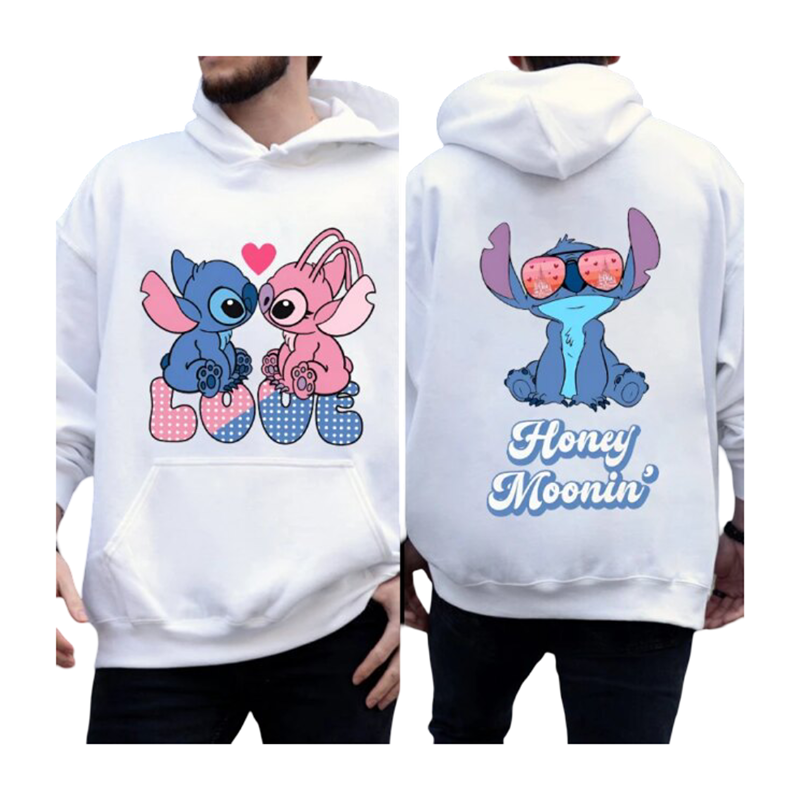 Kawaii Angle And Stitch Printed Hoodie Kawaii Angle And Stitch Printed Hoodie