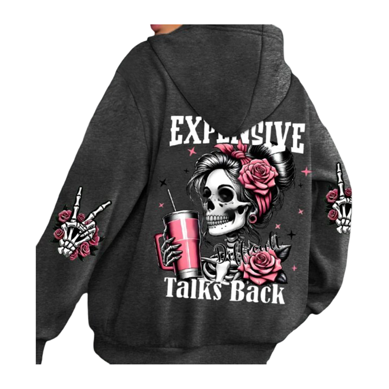Kawaii Skeleton Printed Hoodie