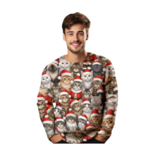 Kawaii Christmas Cat Printed Sweater Kawaii Christmas Cat Printed Sweater