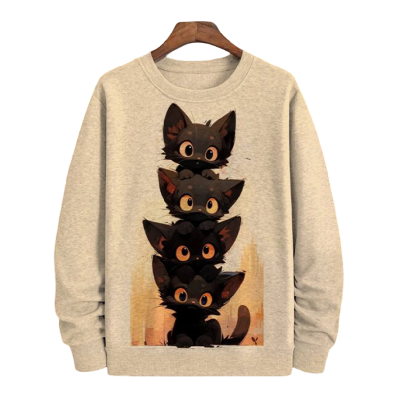 Kawaii Cat Printed Autumn T-Shirt