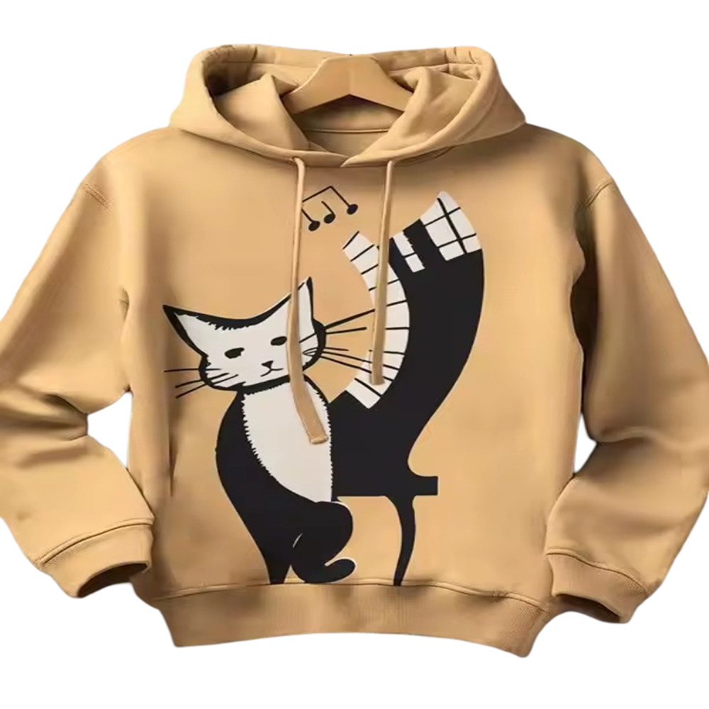 Kawaii Cat And Piano Hoodie Kawaii Cat And Piano Hoodie