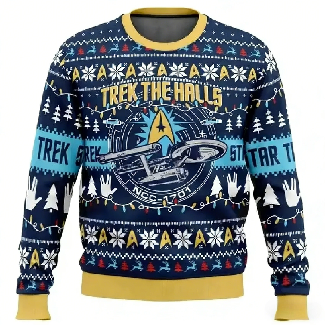 Kawaii Trek The Halls And NCC-1701 Printed Sweater