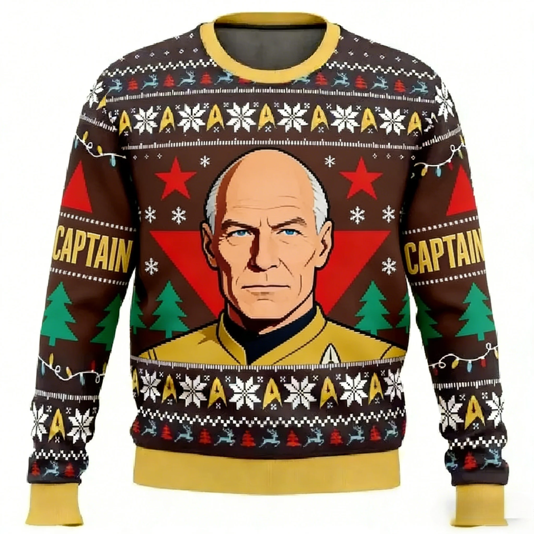 Kawaii Jean-Luc Picard Printed Sweater