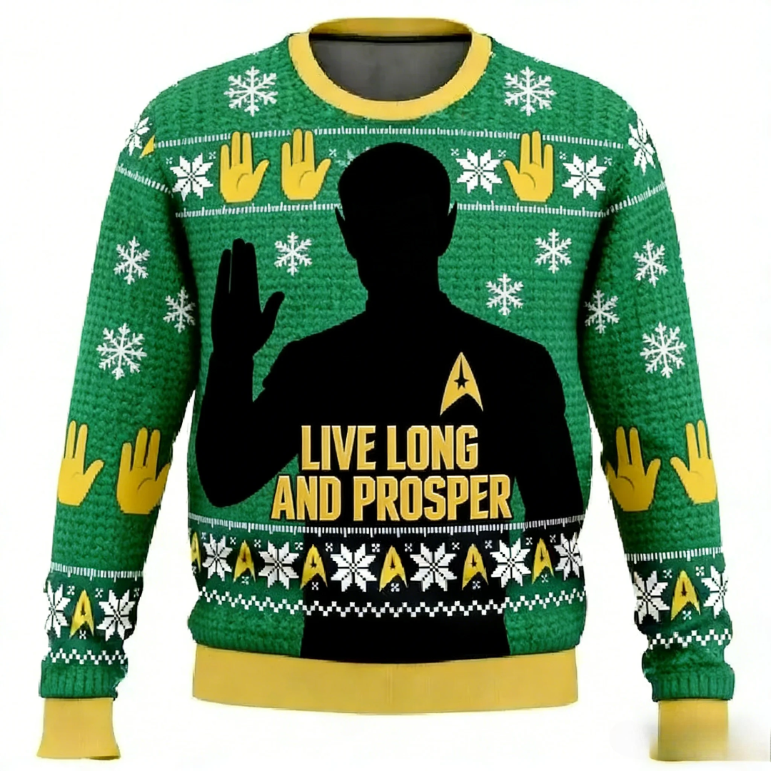 Kawaii Star Trek Live Long & Prosper Printed Sweater