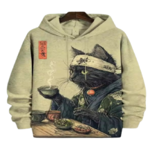Kawaii Cat With Coffee Cup Print Hoodie Kawaii Cat With Coffee Cup Print Hoodie