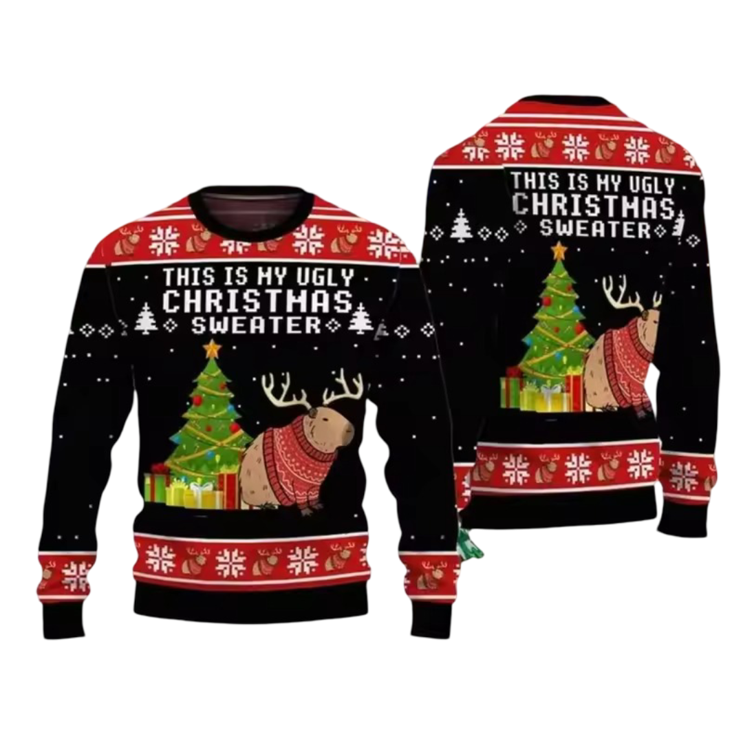 Christmas Capybara Kawaii 3D Printed Sweater