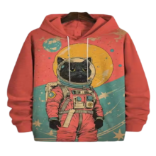 Kawaii Space Cat Printed Hoodie Kawaii Space Cat Printed Hoodie