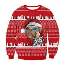 Kawaii Christmas Dog With Hat Printed Sweatshirts Kawaii Christmas Dog With Hat Printed Sweatshirts