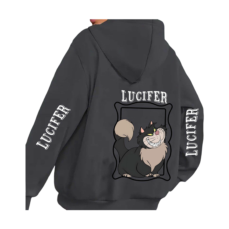 Kawaii Lucifer Cat Printed Hoodie