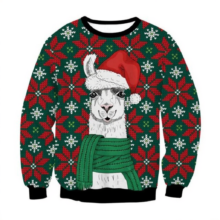 Kawaii Christmas Llama With Hat Printed Sweatshirts Kawaii Christmas Llama With Hat Printed Sweatshirts