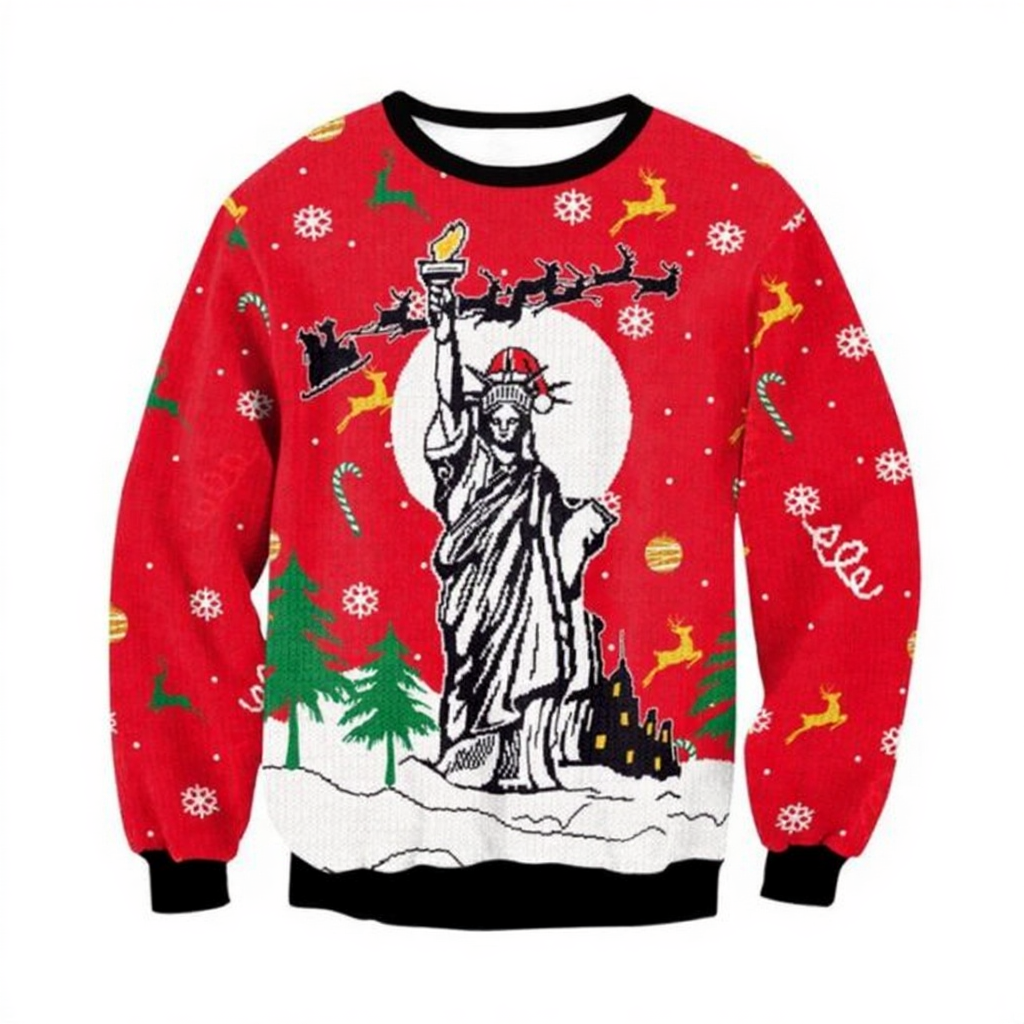 Kawaii Christmas Statue Of Liberty Printed Sweatshirts