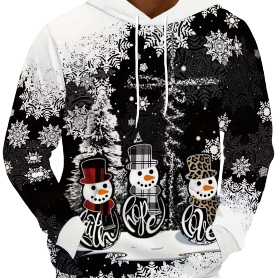 Kawaii Snowman Christmas Theme 3D Print Hoodie