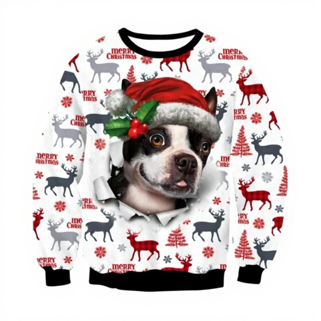 Kawaii Christmas Dog With Hat Sweatshirts